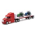New Ray Peterbilt 387 Flatbed with Farm Tractor Long Hauler Toy Truck 6PK 10283A